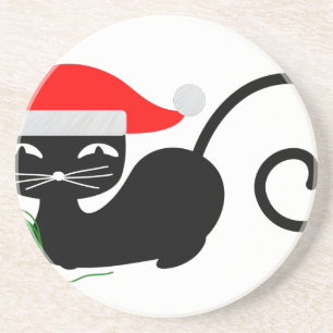 Weihnachtskatze Sandstein Untersetzer