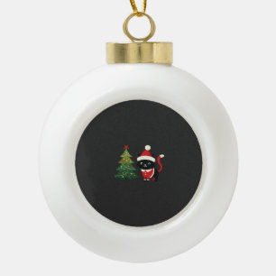 Weihnachtskatze Santa Baum Vektor Keramik Kugel-Ornament
