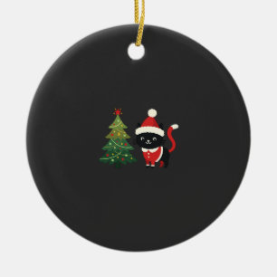Weihnachtskatze Santa Baum Vektor Keramik Ornament