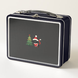 Weihnachtskatze Santa Baum Vektor Metall Brotdose