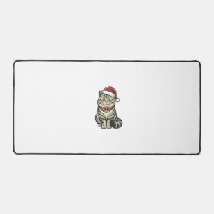 Weihnachtskatze Santa Hut Vintage Gravur Design_1 Schreibtischunterlage