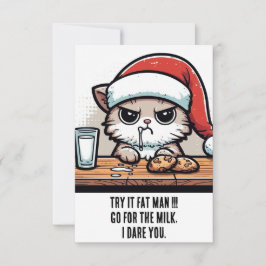 Weihnachtskatze: Santa vs Kat für die Milch Karte