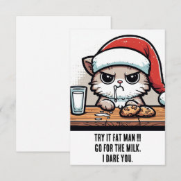 Weihnachtskatze: Santa vs Kat für die Milch Karte