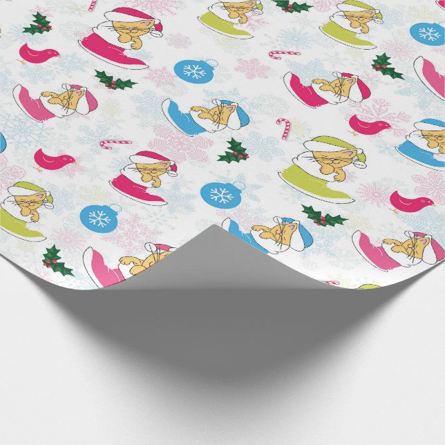 Weihnachtskatze schläft geschenkpapier (Ecke)