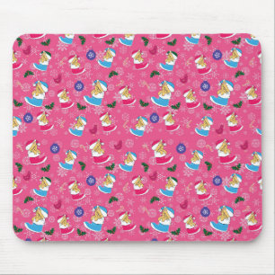 Weihnachtskatze schläft, Schneeflocken Mousepad