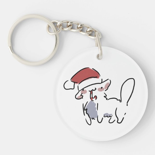 Weihnachtskatze Schlüsselanhänger (Vorderseite)