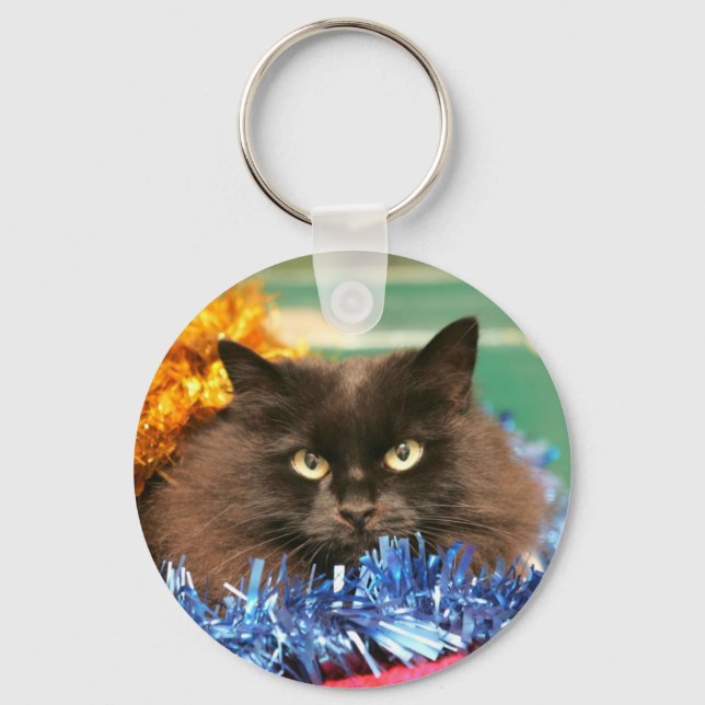 Weihnachtskatze Schlüsselanhänger (Vorderseite)