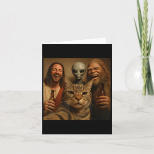 Weihnachtskatze Selfie Bigfoot An Alien &Amp; Karte