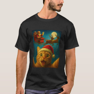 Weihnachtskatze Selfie mit Weihnachtsmann Lustige  T-Shirt