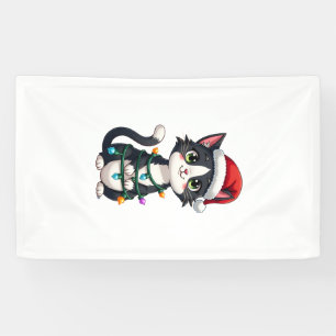 Weihnachtskatze Smoking schwarze Katze xmas Lichte Banner