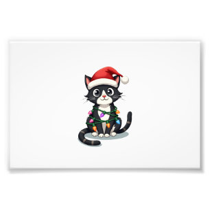 Weihnachtskatze Smoking schwarze Katze xmas Lichte Fotodruck