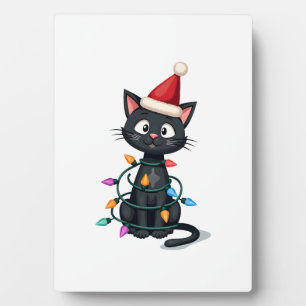 Weihnachtskatze Smoking schwarze Katze xmas Lichte Fotoplatte