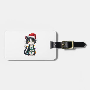 Weihnachtskatze Smoking schwarze Katze xmas Lichte Gepäckanhänger