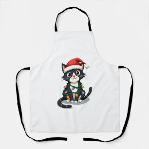 Weihnachtskatze Smoking schwarze Katze xmas Lichte Schürze