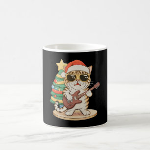 Weihnachtskatze spielt Gitarre Rock Jazz Xmas Hut Kaffeetasse