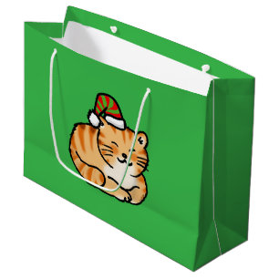 Weihnachtskatze - Süße Katze mit Weihnachtsmannmüt Große Geschenktüte