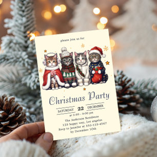 Weihnachtskatze   Süße Weihnachtskatzenparty   Einladung
