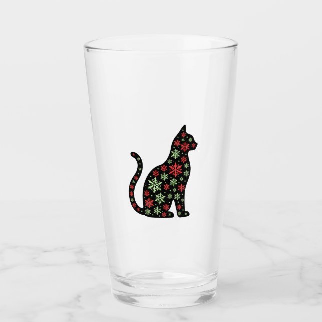 Weihnachtskatze T-Shirt Glas (Vorderseite)