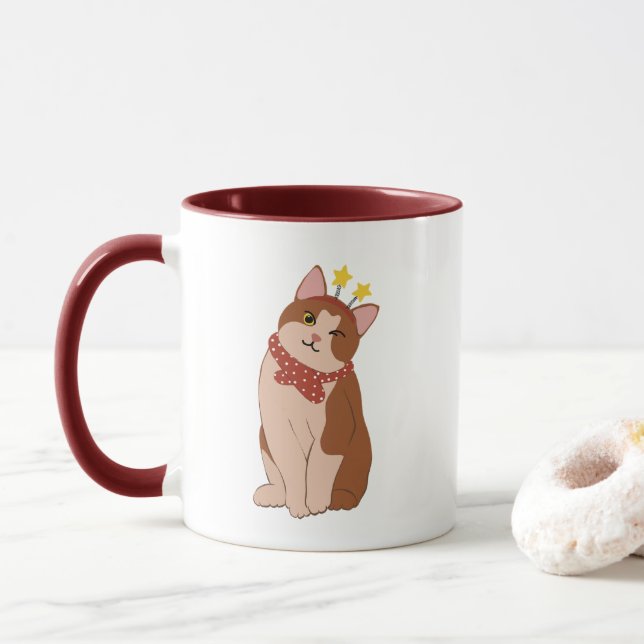 Weihnachtskatze Tasse (Mit Donut)