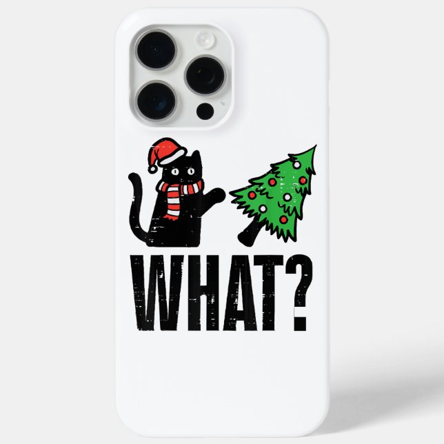 Weihnachtskatze Tipping Xmas Tree Funny Case-Mate iPhone Hülle (Rückseite)