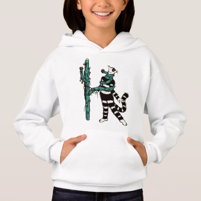 Weihnachtskatze und Kaktus komische WeihnachtsWeih Hoodie (Vorderseite)
