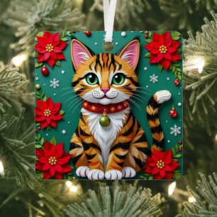 Weihnachtskatze und Weihnachtssterne Festive Weihn Ornament Aus Metall