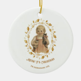 Weihnachtskatze Vintage Keramik Ornament