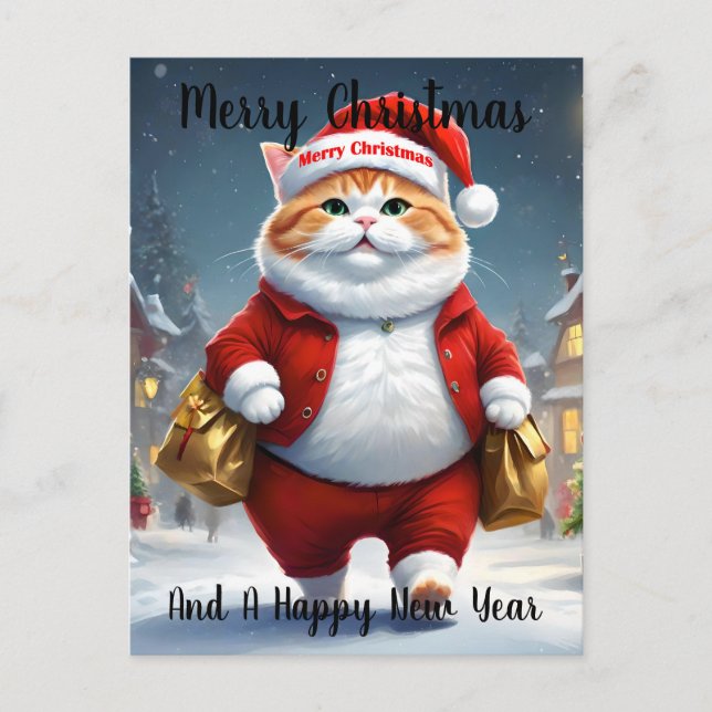 Weihnachtskatze Weihnachten, Weihnachten Postkarte (Vorderseite)