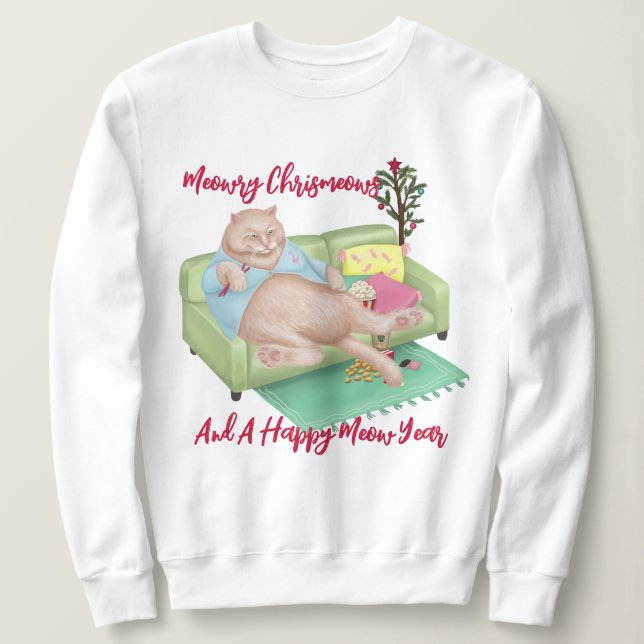 Weihnachtskatze - Weihnachts-Sweatshirt Sweatshirt (Design vorne)