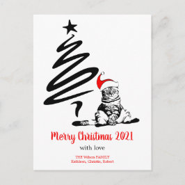 Weihnachtskatze Weihnachtsmannmütze Funny Niedlich Feiertagspostkarte