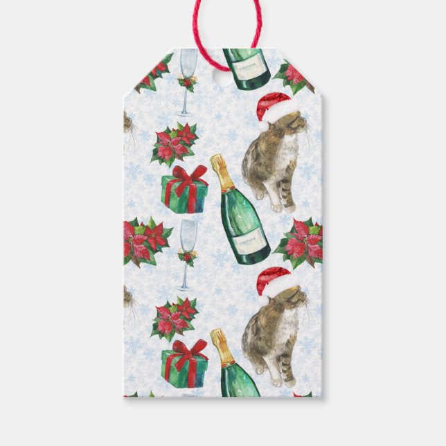 Weihnachtskatze Winterfest Geschenkanhänger (Vorderseite)