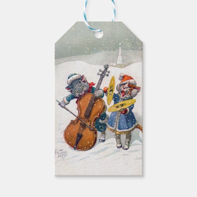 Weihnachtskatzen, Arthur Thiele Geschenkanhänger (Vorderseite)