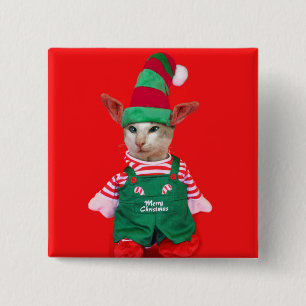 Weihnachtskatzen-Elf-Knopf Button