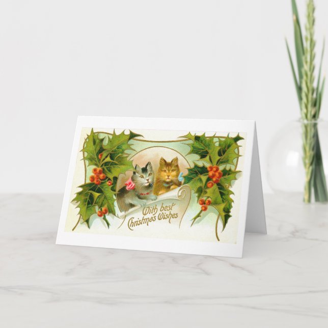 Weihnachtskatzen Feiertagskarte (Vorderseite)