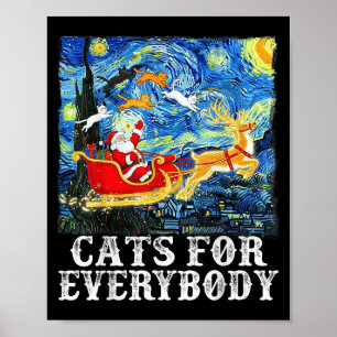 Weihnachtskatzen für alle Funny Santa Starry Ni Poster