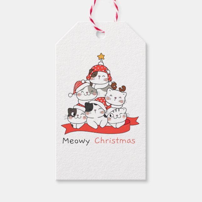 Weihnachtskatzen Geschenkanhänger (Vorderseite)