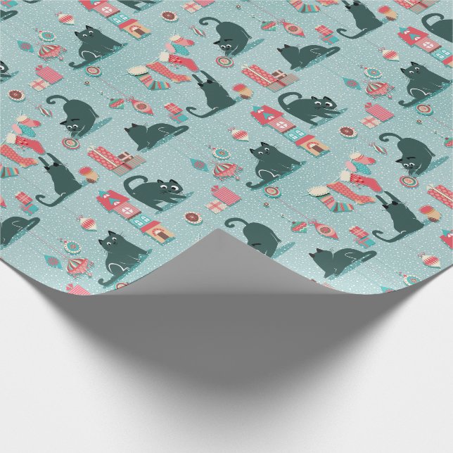 Weihnachtskatzen Geschenkpapier (Ecke)