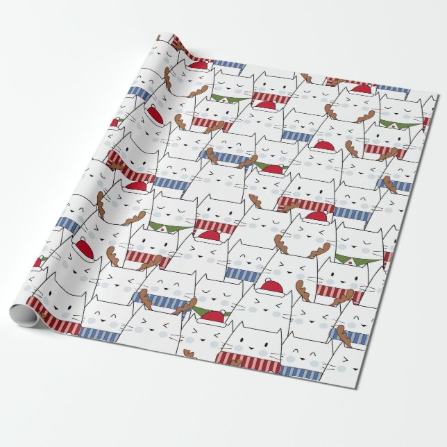 Weihnachtskatzen Geschenkpapier (Ungerollt)