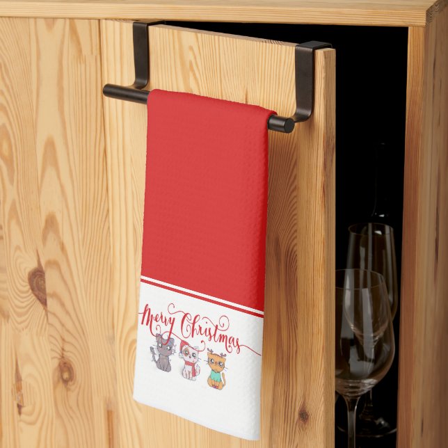 Weihnachtskatzen Geschirrtuch (Drittel gefaltet)