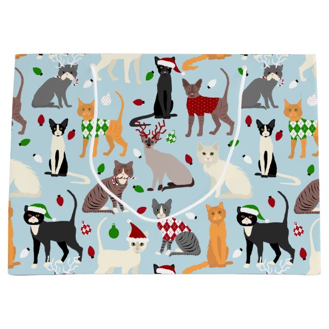 Weihnachtskatzen Große Geschenktasche Geschenktüte (Vorderseite)
