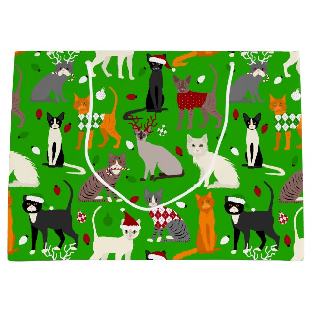 Weihnachtskatzen Große Geschenktasche Geschenktüte (Vorderseite)