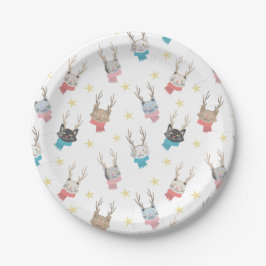 Weihnachtskatzen im Antlermuster Pappteller