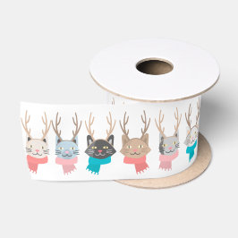 Weihnachtskatzen im Antlermuster Satinband