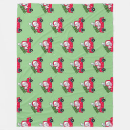 Weihnachtskatzen im Urlaub im Roten Lkw Fleecedecke