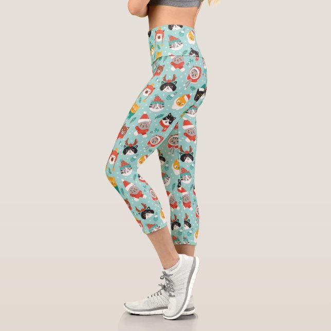 Weihnachtskatzen im Weihnachtssüßmuster Capri Leggings (Links)