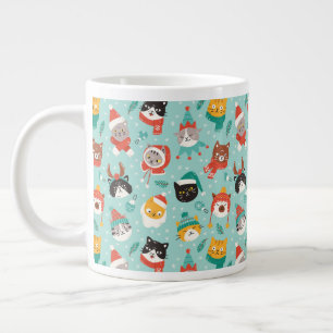 Weihnachtskatzen im Weihnachtssüßmuster Jumbo-Tasse
