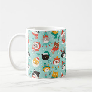 Weihnachtskatzen im Weihnachtssüßmuster Kaffeetasse