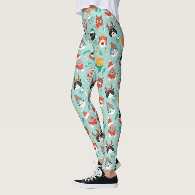 Weihnachtskatzen im Weihnachtssüßmuster Leggings (Links)
