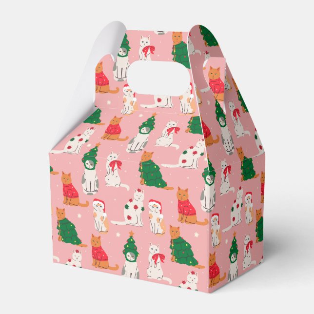 Weihnachtskatzen in festem Muster Geschenkschachtel (Vorderseite)