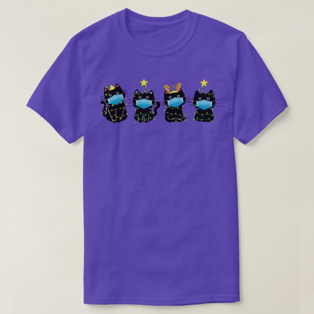 Weihnachtskatzen in Gesichtsmasken T-Shirt (Design vorne)